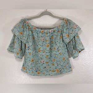 Anthropologie Laia Ashtabula Eyelet Floral Off-The-Shoulder Blouse Women’s XS